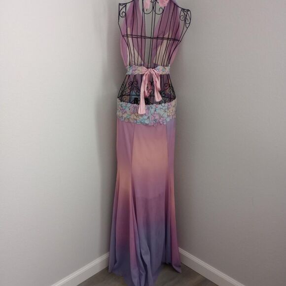 Y2K Ema Savahl Floral Ombré Halter Fairy Dress - Picture 3 of 12